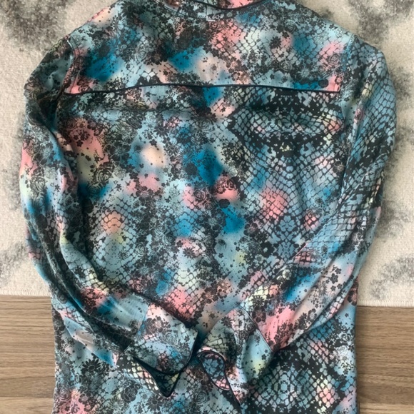 Zadig & Voltaire Button Down Top Blouse blue pink black Size S - Picture 2 of 7